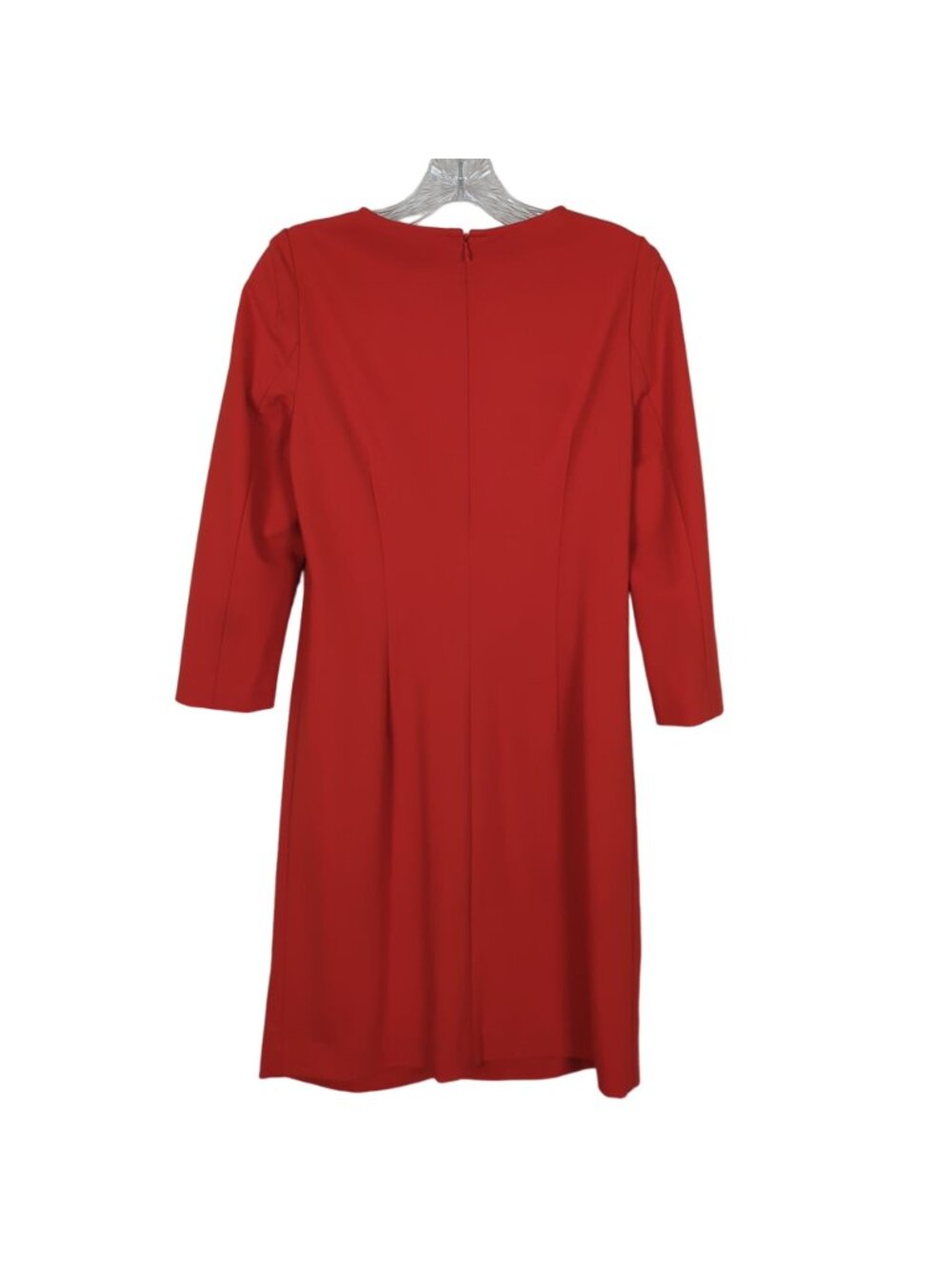 Jaeger London Dress Womens 6 Red Orange Sheath Stretch Long Sleeve Career - Picture 7 of 15